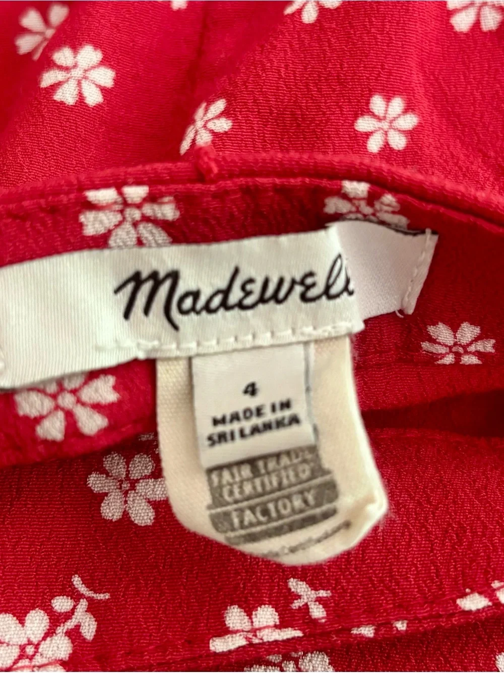 Madewell Wrap Mini Skirt in Bandana Flower Size 4 Red White Floral - Picture 5 of 5